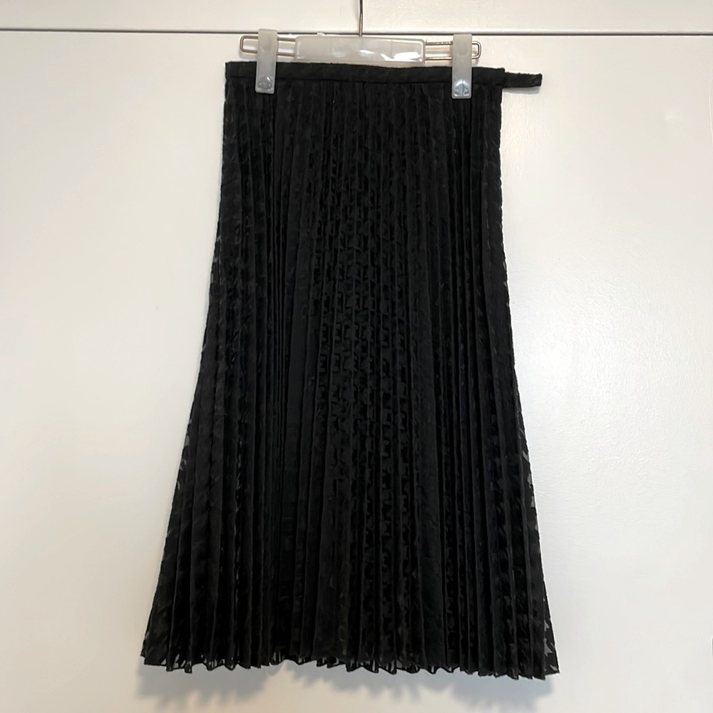 & Other Stories - Black Jacquard Houndstooth Accordion Pleated Midi Skirt